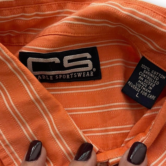 University Of Auburn Long Sleeve Button Down Shirt Crable Sportswear Orange Sz L - Picture 7 of 9